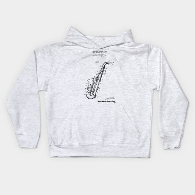 SAXOPHONE patent Kids Hoodie by Dennson Creative